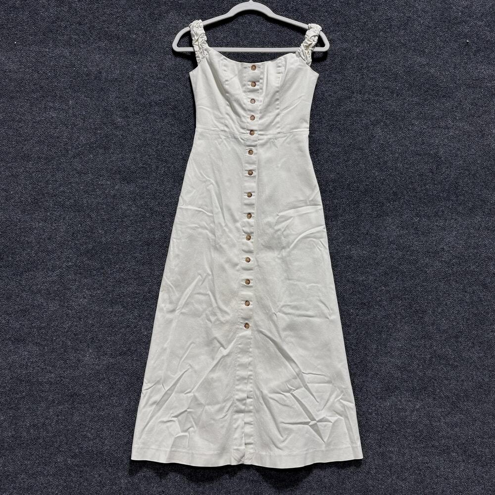 Favorite Daughter Dress Womens 4 Off White Button Front Sweetheart Maxi Strappy